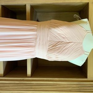 Levkoff blush bridesmaid dress
